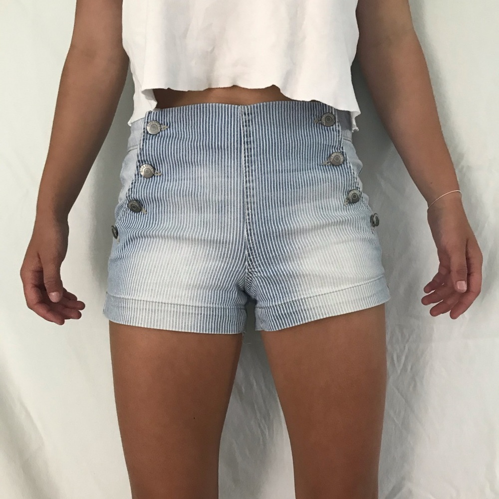 Striped Denim Shorts